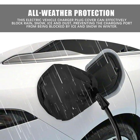 Magnetic Ev Charger Port Cover With All Weather Rain Snow Uv Shield For Electric Cars in rain, protecting charging port on vehicle.