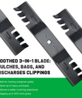 Beefy 54 Inch Mower Blades Replacement For Cub Cadet 942 0677B RZT54 S54 L54 GT1554 GTX1054 SLT1554 LT1554 LTX1054 SLTX1054 Zero Turn Lawn Tractor Toothed Mulching Blades With 6 Star Mounting Pattern, showing toothed edges and 6-star mount.