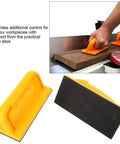 Safety Push Block For Woodworking Pro Grade 2 Pack with ergonomic grip guiding wood on router table and jointer
