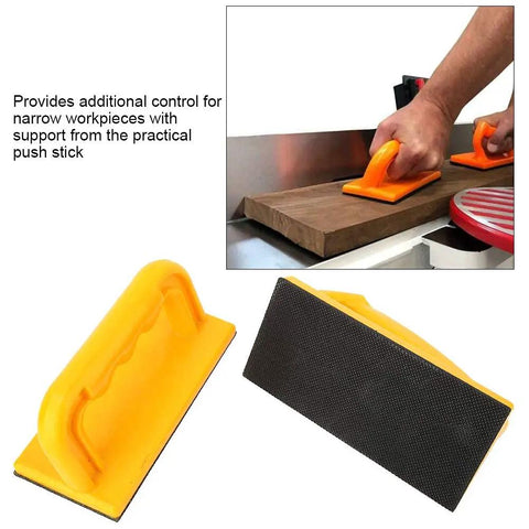 Safety Push Block For Woodworking Pro Grade 2 Pack with ergonomic grip guiding wood on router table and jointer