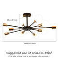10 Light Sputnik Ceiling Light Fixture In Black And Gold Dope Semi Flush Mount Modern Close To Ceiling with size dimensions