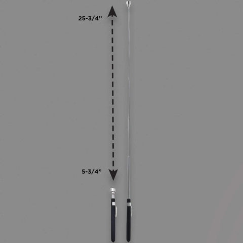 10Lb Pocket Magnetic Pickup Tool With Swinger Hook and Lightweight Aluminum Handle extended and retracted.