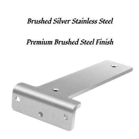 Heavy Duty Hidden L Brackets for Wood Shelves, brushed silver stainless steel finish