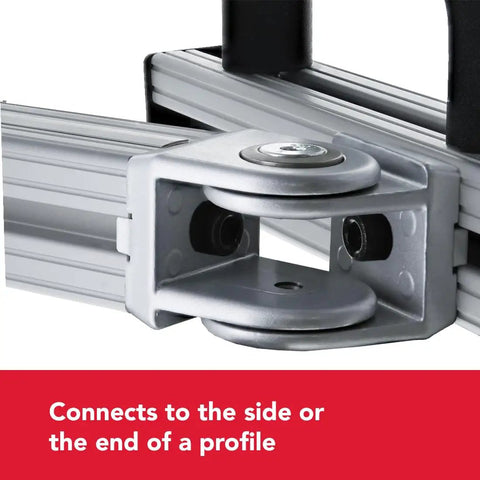Two Hole Flexible Pivot Joint Connector for Aluminum Extrusions connected to T slot profiles