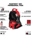 18V Brushless Packout Fan With Lightning Fast Cooling, Beastly 850 CFM, 20.5 MPH Air Flow, Rugged Build With PACKOUT Modularity