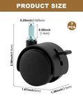 Four Pack 1.5 Inch Swivel Caster Wheels With Locking Brakes And 6.25 Millimeter Straight Stem For No Sweat Swap showing size dimensions.