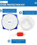 Pool Cover Drainer Kit For Above Ground Pools with drainer, 16 ft hose, and hand pump for easy water drainage.