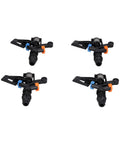 Set of four black 360° sprinkler heads from 10 Pack One Half Inch Male Thread 360 Degree Sprinkler Heads For Lawn Garden Irrigation