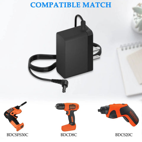 15V Hand Drill Charger Power Supply for Black And Decker Cordless Drills Replacement Adapter Compatible With BDCSFS30C-CA BDCD8C BDCS20C