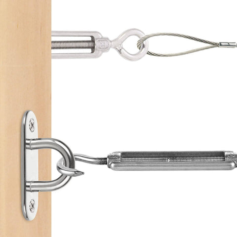 10 Pack M6 Turnbuckle Hook And Eye Set Stainless Steel 304 For Wire Rope Tension attached to wood and cable