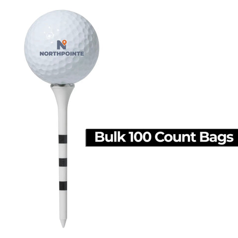 Three And A Quarter Inch White Golf Tees With Black Stripes Pack Of 50 Durable Plastic Tees With Six Prong Cup For Easy Depth