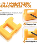 2-in-1 Magnetizer/Demagnetizer Tool for retrieval of screws and metallic particles, yellow plastic, handy for DIY projects.