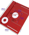 Heavy Duty Anodized Aluminum Router Table Insert Plate With Sturdy Miter Guide For Backyard Woodworking Bench Quick Swap Flip Mount Smooth Cutting Path Rust Resistant Red Color Built Like A Tank Top Pick For DIY Crews dimensions and detail view