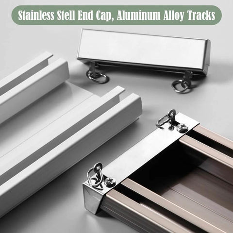 Heavy Duty Conjoined Double Track Curtain Rail System Ceiling Mount White 9.5ft With Silent Ball Bearing Runners close-up