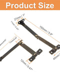 Antique Bronze Folding Lid Stay Hinges 2 Pack Left Side Lift Up for furniture cabinets 5.9 inch full length, product dimensions shown