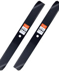 Premium 42 Inch Timecutter Mower Blades 2 Pack for 42 Inch Deck Replacement shown with labels on each blade