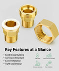 Brass Union Fitting 3/8 Inch NPT Male To 3/8 Inch NPT Male 2 Pack showing solid brass and corrosion-resistant features.