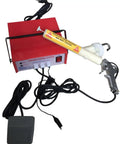 Heavy Duty Electrostatic Powder Coating Gun With Foot Control And Double Powder Cups For A Dang Tough Metal Finish setup with wires.