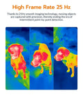 High Resolution Thermal Imaging Camera With 320x240 IR Sensor UIRA IR Thermometer Mode Native Heat Data And AI Powered Detection Portable Handheld Infrared Camera For Pros And DIY Enthusiasts showing 25 Hz dog thermal scans