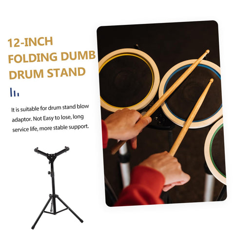 Heavy Duty Folding Drum Rack And Snare Stand Featuring Multi Angle Adjustments And Tight Triangular Brackets Designed For Lightweight Portable Percussion Practice Gear That Holds Up Legit At Home Or On The Go, with a close-up of hands playing on a drum pad.