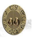 Vintage Bronze Barn Door Handle Set For Cabinets And Closets, Round Copper Knocker Pulls, ornate floral pattern, hand finished
