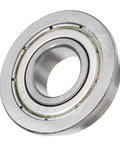Close-up of F6900ZZ ball bearing showcasing steel build and double seals rated for high speed in light industry, size 10x22x6mm.