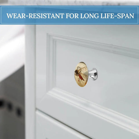 Amber Mosquito Fossil Cabinet Knobs Round Metal Drawer Pulls for Kitchen Cupboards Dresser Closet and Bathroom view