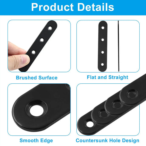 12 Pack 4 Inch Straight Brackets Stainless Steel Flat Mending Braces with brushed surface and smooth edges