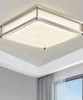 14 Inch LED Square Double Ring Flush Mount Ceiling Light With Smooth Dimming 4000K Bright White 20W 1450LM 100W Equivalent