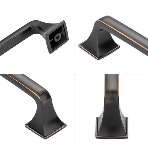 Oil Rubbed Bronze Big Square Foot Cabinet Arch Pull Handle With 3 Inch Spacing 76mm 10 Pack detail showing base and corners.