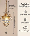 vhhob French Light Luxury Crystal Pendant Lamp Ceiling Hanging Fixture with adjustable chain length and specifications