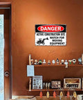 12 By 8 Inches Aluminum Danger Active Construction Site Warning Sign wall-mounted in indoor setting