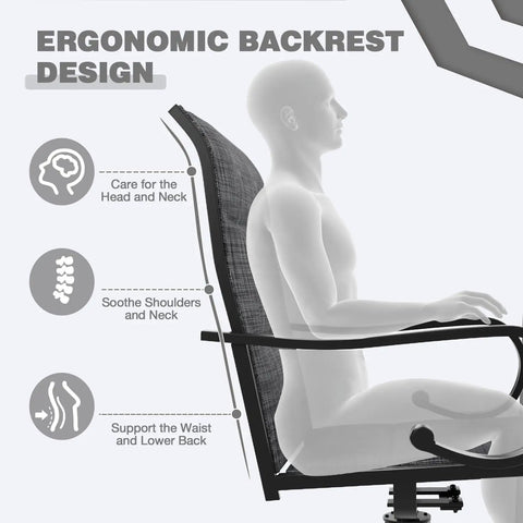 Ergonomic chair with high backrest design showcasing head, neck, and back support related to 7 Piece Outdoor Dining Set With 6 Swivel Rocker Chairs
