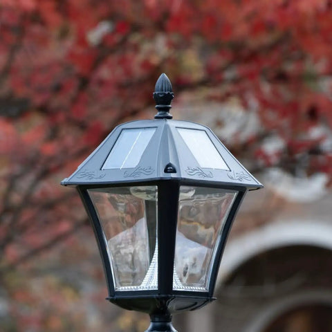 Baytown II Outdoor Solar Light Kit With 3 Inch Pole Pier And Wall Mounts Lamp Only Bright White LED Black Finish