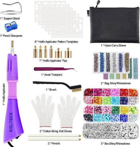 Hotfix Rhinestone Applicator Kit With 5784 Rhinestones, Bedazzler Wand Set, DIY Rhinestone Setter With 7 Tips, gloves, tweezers