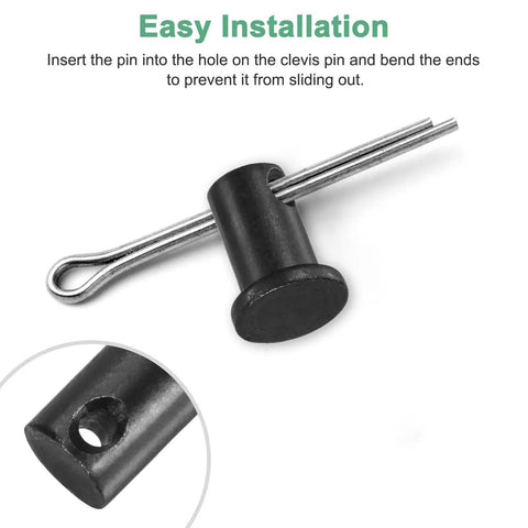 Beefy 4 Pack Single Hole Clevis Pins M10x16mm Carbon Steel Flat Head for Mechanical Linkage Fixed Parts Ship Rigging and Link Hinge Systems Reusable Heavy Duty Fasteners for Agriculture Aviation and Construction, inserted with cotter pin