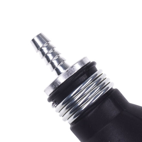 Close-up of connector on Two Pack Bulb Type Rubber Fuel Primer Pump Kit For Marine Boats Six Millimeter One Quarter Inch Fuel