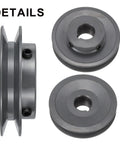 V Belt Sheave 7/8 Inch Bore, 3.45 Inch OD, Single Groove Web Sheave, Cast Iron, Bored-To-Size Pulley, Shaft Mount, Fits 4L Or A Belts, Durable Wear-Resistant Power Transmission Component side and front views
