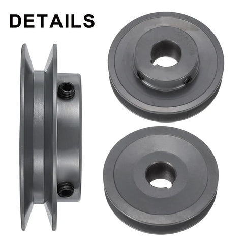 V Belt Sheave 7/8 Inch Bore, 3.45 Inch OD, Single Groove Web Sheave, Cast Iron, Bored-To-Size Pulley, Shaft Mount, Fits 4L Or A Belts, Durable Wear-Resistant Power Transmission Component side and front views