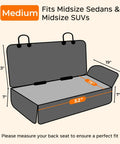Diagram showing dimensions of Dog Car Seat Cover For Back Seat Waterproof Non Slip Scratchproof Pet Seat Protector for midsize cars