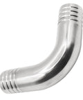 Stainless steel 90° hose barb elbow fitting, 1-1/4 in barbs on both ends, SS304.
