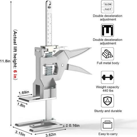 Upgrade Your Workspace Game With This 2 Pack Labor Saving Arm Jack Set, 440 lbs capacity, all metal, 6-inch lift height, ergonomic design.