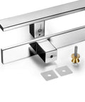 24 Inch Solid Stainless Steel Push Pull Door Handle Set With Heavy Duty Commercial Grade 304 Standoffs Ideal For Barn Doors And Glass Panels Mirror Polished Chrome Finish Durable Mounting And Weather Resistant Build, with mounting hardware