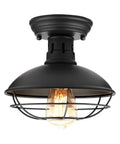 Industrial Farmhouse Ceiling Light Fixture With Metal Cage Shade Copper Finish Close To Ceiling Mount E26 Base For Hallway Kitchen Foyer Porch Rustic Black Metal Glow And Cozy Vibe