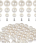 Pearl rivet studs, 150-pack, faux pearls with metal posts for clothing accessories (front view)