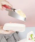 2 Piece Rose Red Stainless Steel Cake Slicer Cutter For Precise Even Square Sheet Cake Portions Easy Grip Ergonomic Handle serving cake