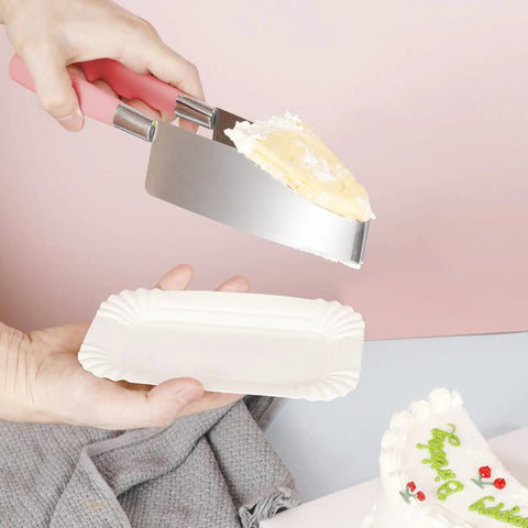2 Piece Rose Red Stainless Steel Cake Slicer Cutter For Precise Even Square Sheet Cake Portions Easy Grip Ergonomic Handle serving cake