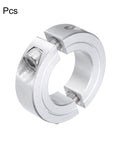 Image of Top-Notch Aluminum Double Split Clamp-On Shaft Collars for 1-Inch Shafts, 4-pack set showing secure set screws and design.