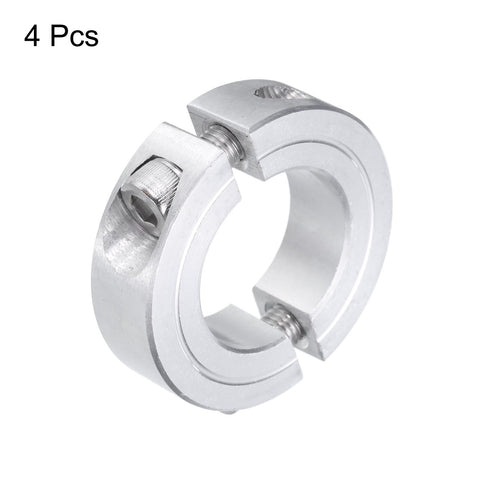 Image of Top-Notch Aluminum Double Split Clamp-On Shaft Collars for 1-Inch Shafts, 4-pack set showing secure set screws and design.