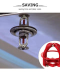 Hella Tough Fire Sprinkler Head Guard Protector Cage For Flush Mount Side Wall And Pendant Heads Built To Handle Heavy Knocks Dead Simple Install Stainless Steel Shell Frame, showcasing cage fitting around a fire sprinkler.